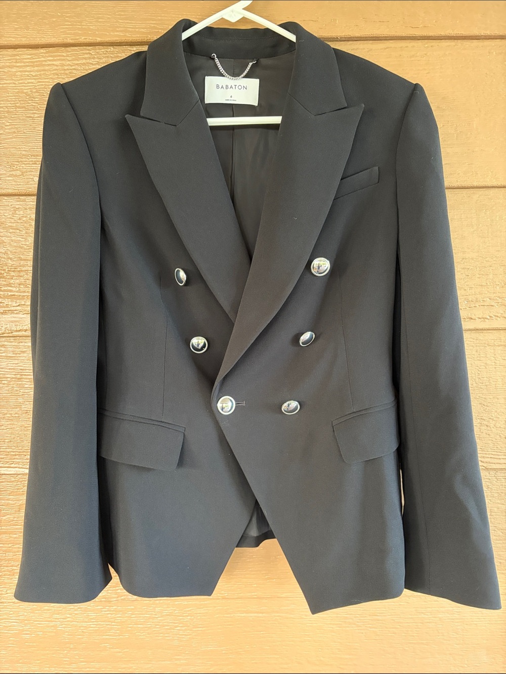 Babaton Aritzia NWOT Black Double-Breasted Blazer with Silver Buttons -Sz 6